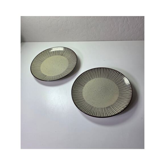 OVER AND BACK Cream Brown Swirl Back to Origins 8.25" Salad Plates Set of 2 - Picture 2 of 6